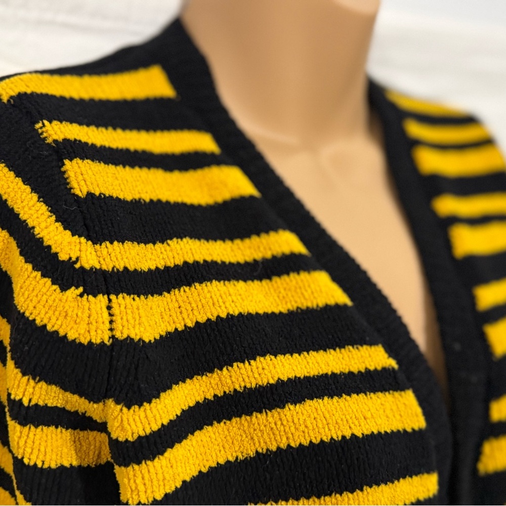 Bold Black and Yellow Striped Cardigan